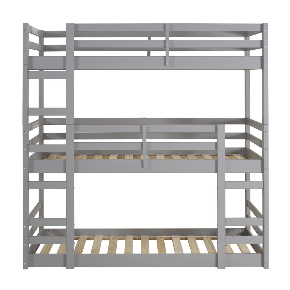 Triple Twin Wood Bunkbed - Grey. Picture 1