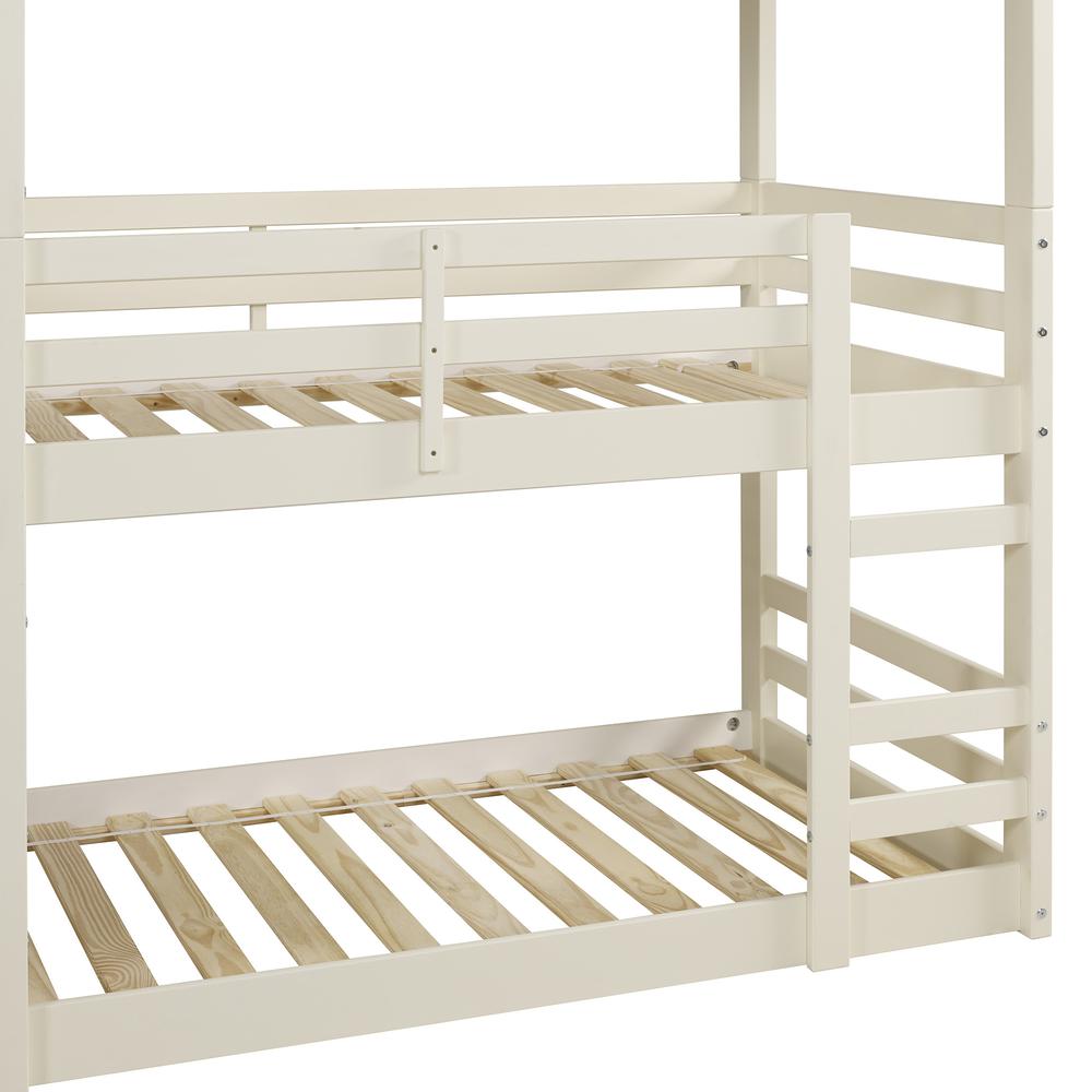 Solid Wood Triple Twin Bunk Bed - White. Picture 3