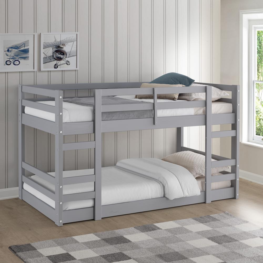 Twin/Twin Solid Wood Bunk Bed - Grey. Picture 2