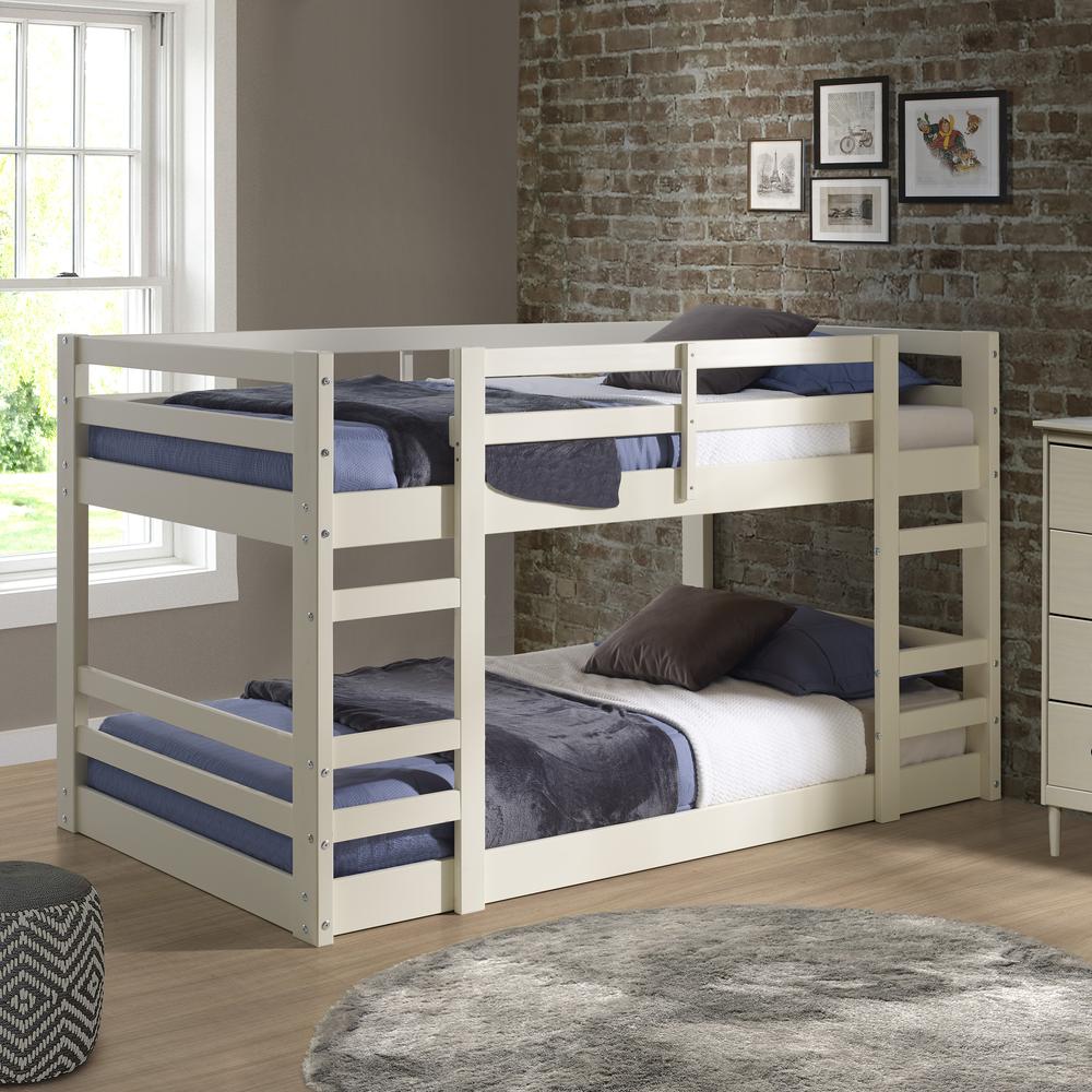 Solid Wood Twin Bunk Bed - White. Picture 2