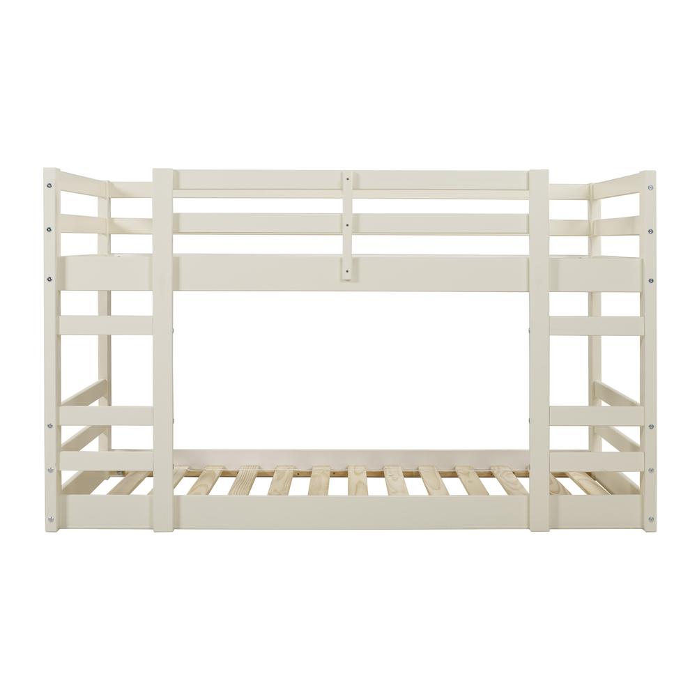 Solid Wood Twin Bunk Bed - White. Picture 1