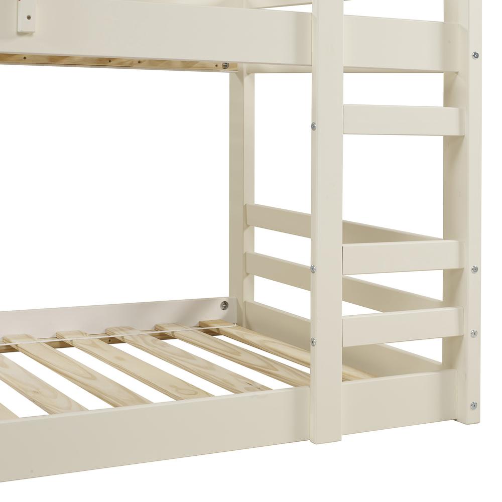 Solid Wood Twin Bunk Bed - White. Picture 4