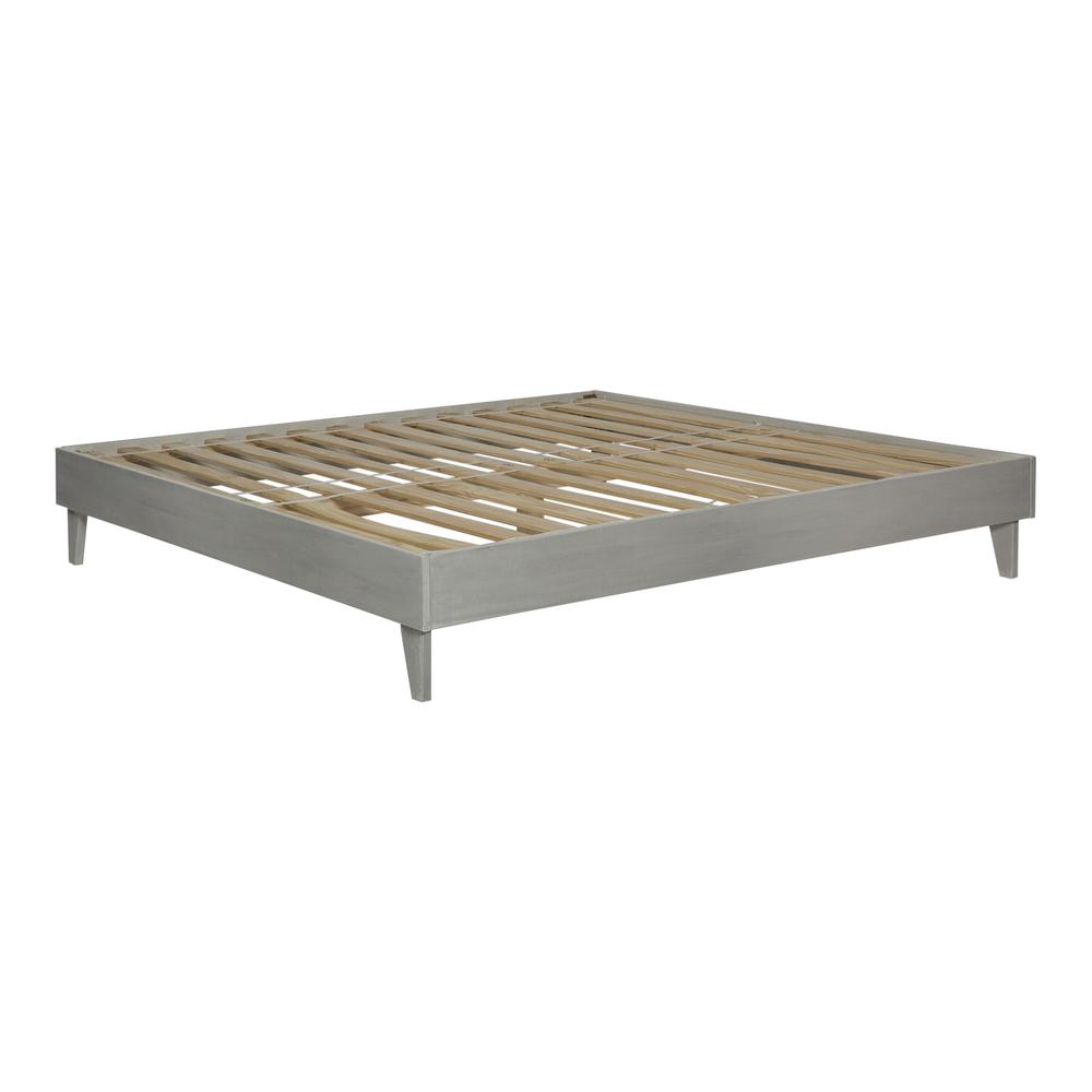 Solid Wood King Platform Bed - Grey Brush. Picture 5