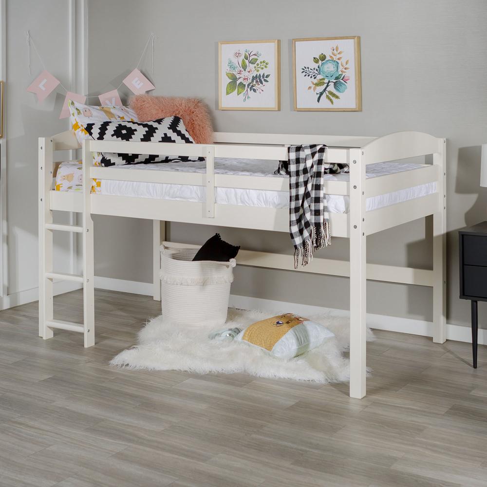 Solid Wood Low Loft Twin Bed - White. Picture 4
