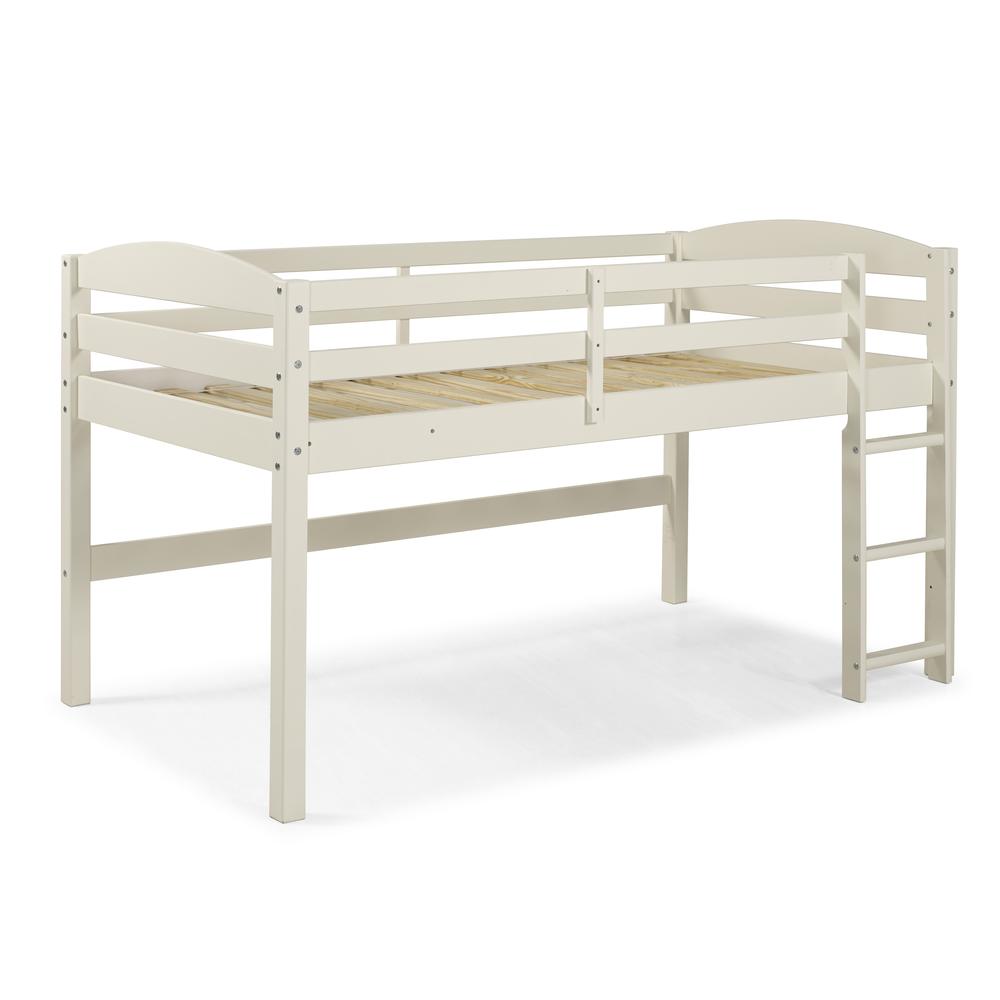 Solid Wood Low Loft Twin Bed - White. Picture 1