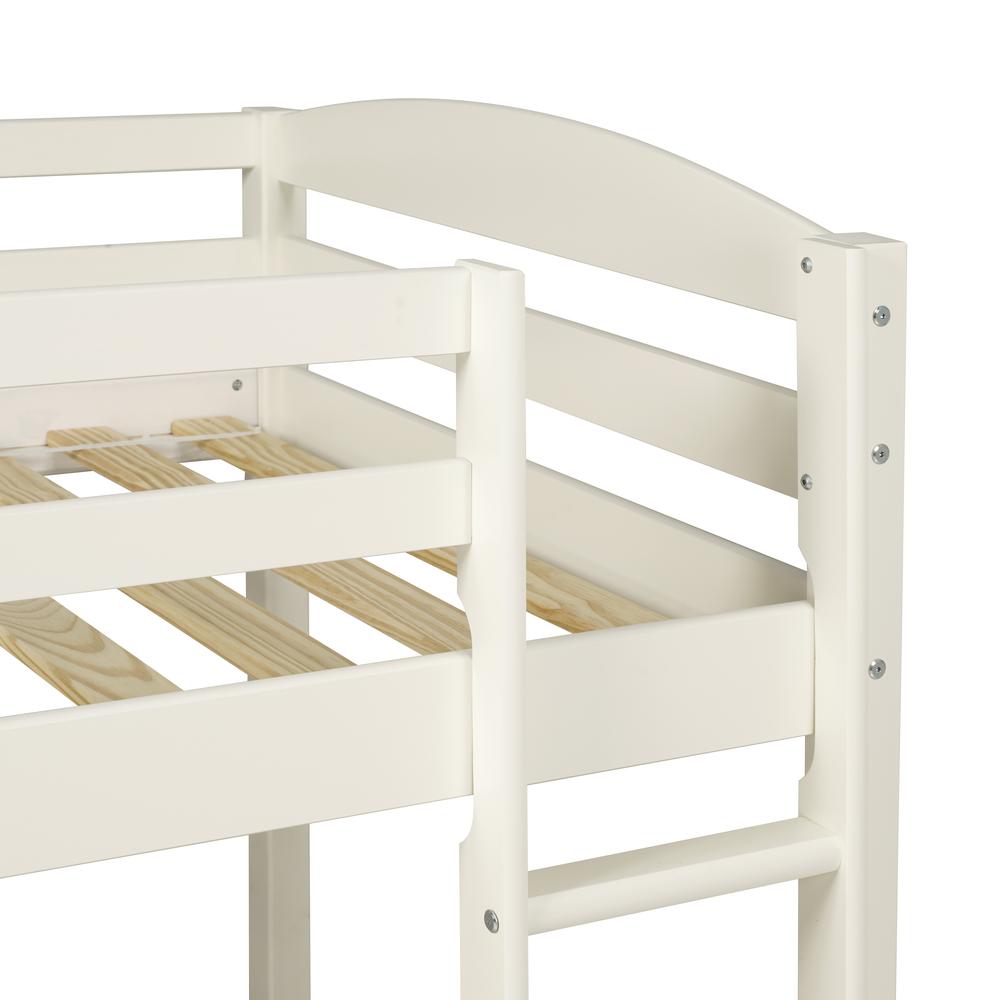 Solid Wood Low Loft Twin Bed - White. Picture 3