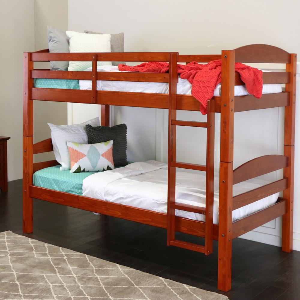 Twin Solid Wood Bunk Bed - Cherry. Picture 3