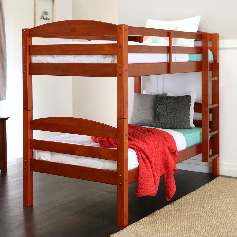 Twin Solid Wood Bunk Bed - Cherry. Picture 2