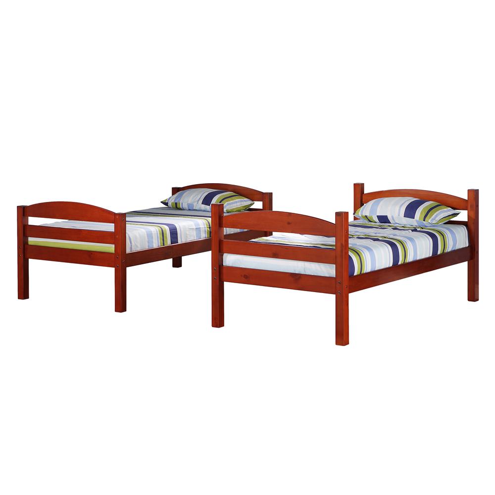 Twin Solid Wood Bunk Bed - Cherry. Picture 1
