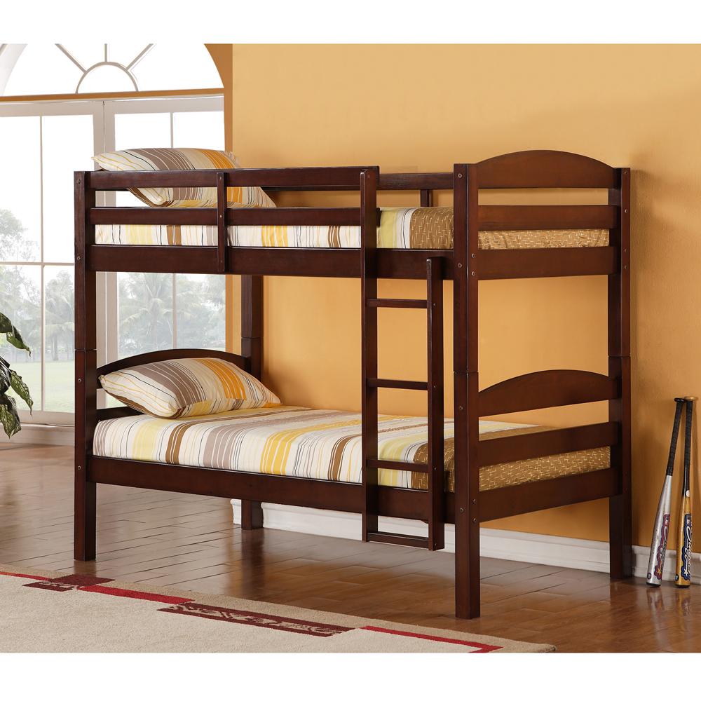 Twin Solid Wood Bunk Bed - Espresso. Picture 3