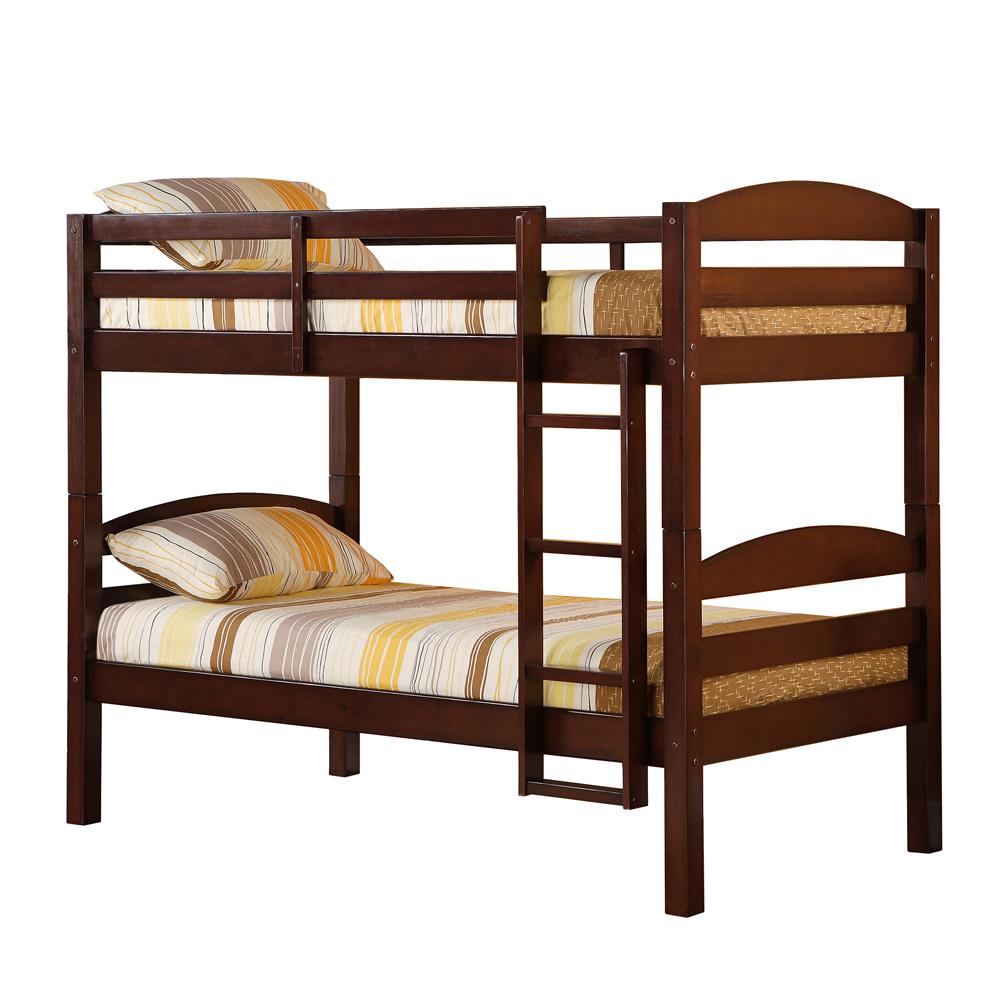 Twin Solid Wood Bunk Bed - Espresso. Picture 1