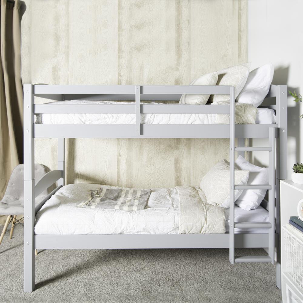 Solid Wood Twin over Twin Bunk Bed - Grey. Picture 1