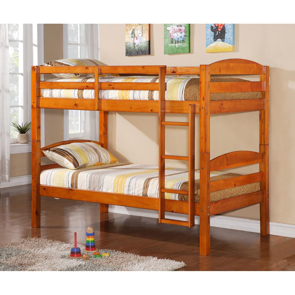 Twin Solid Wood Bunk Bed - Honey. Picture 3