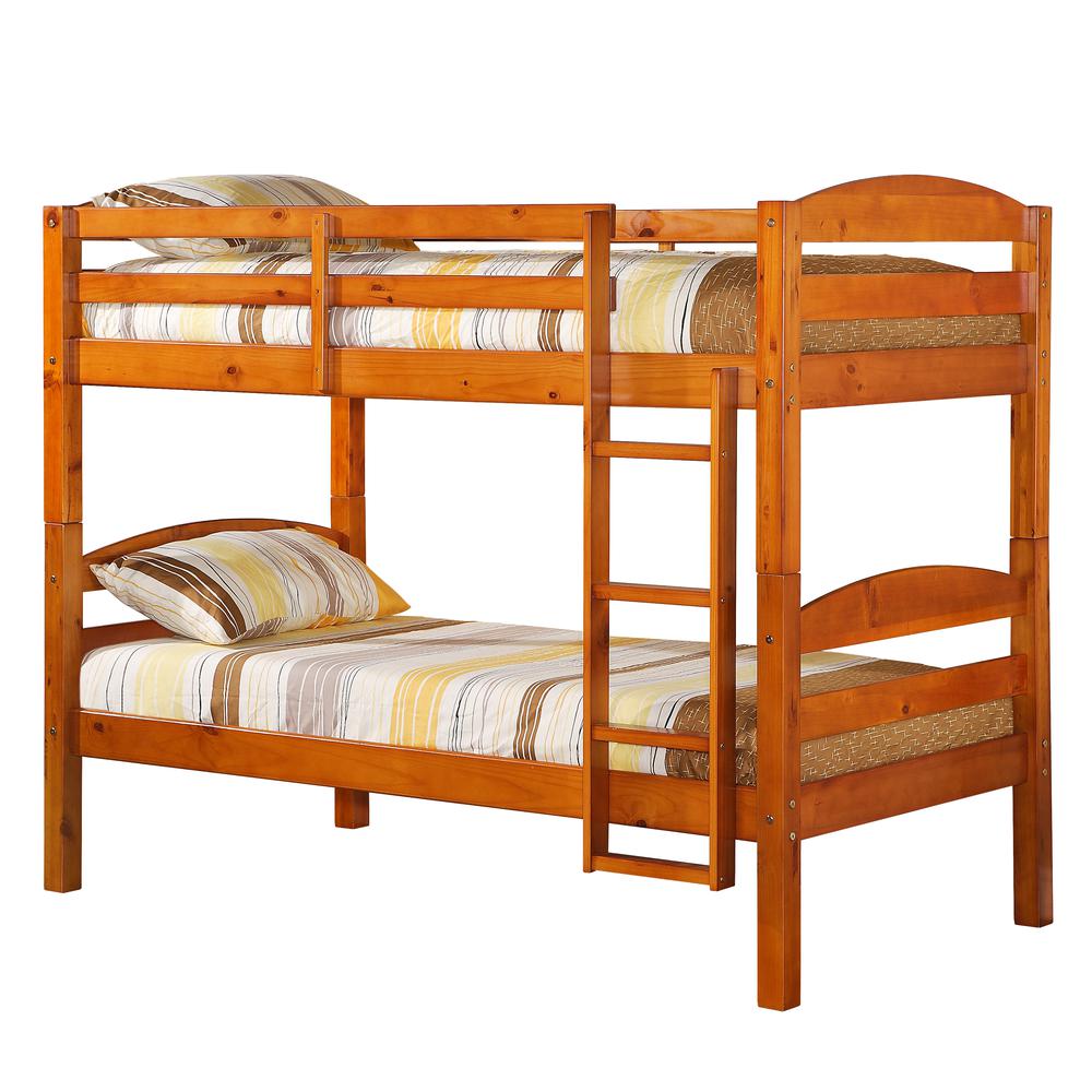 Twin Solid Wood Bunk Bed - Honey. Picture 1