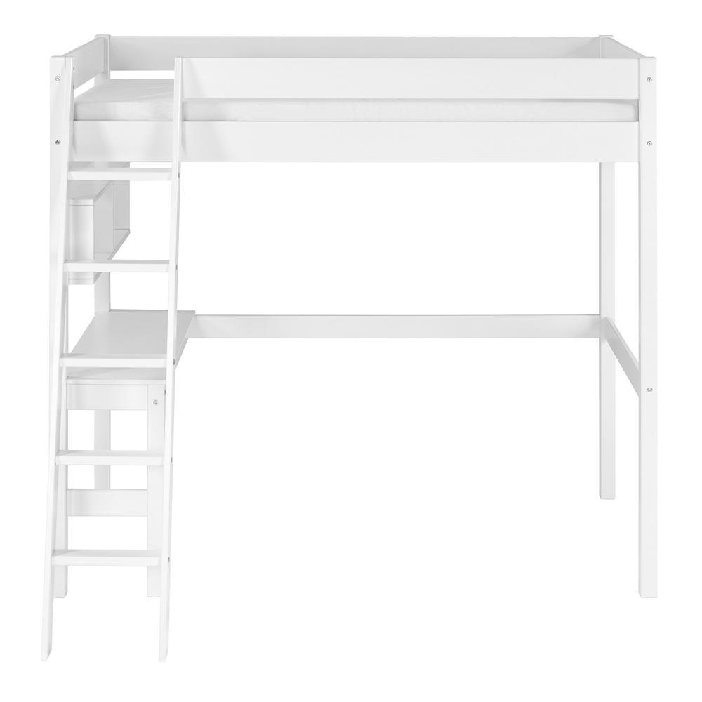 Swan Solid Wood Loft Bed with Desk - White. Picture 2