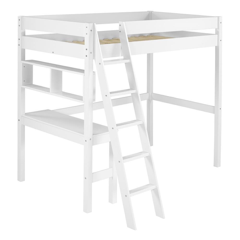 Swan Solid Wood Loft Bed with Desk - White. Picture 4
