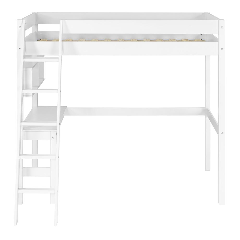 Swan Solid Wood Loft Bed with Desk - White. Picture 5