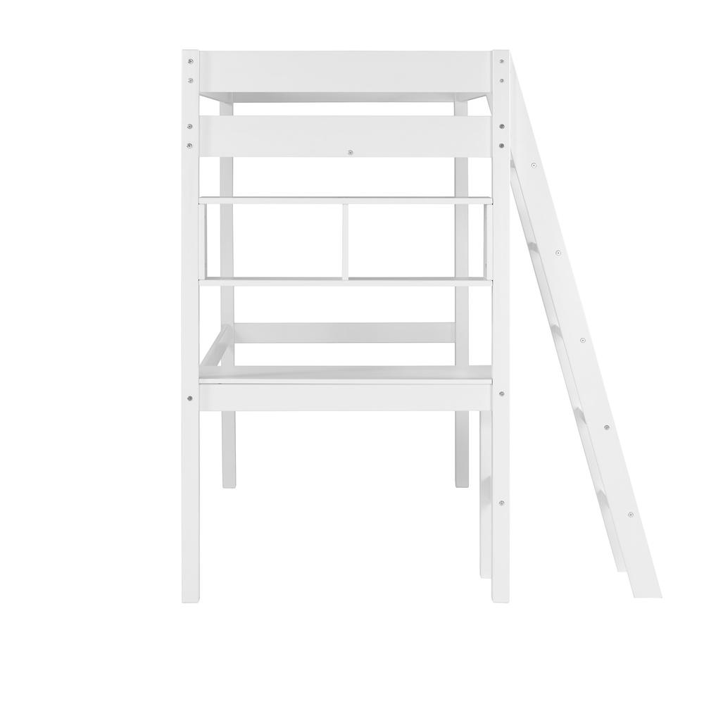 Swan Solid Wood Loft Bed with Desk - White. Picture 8