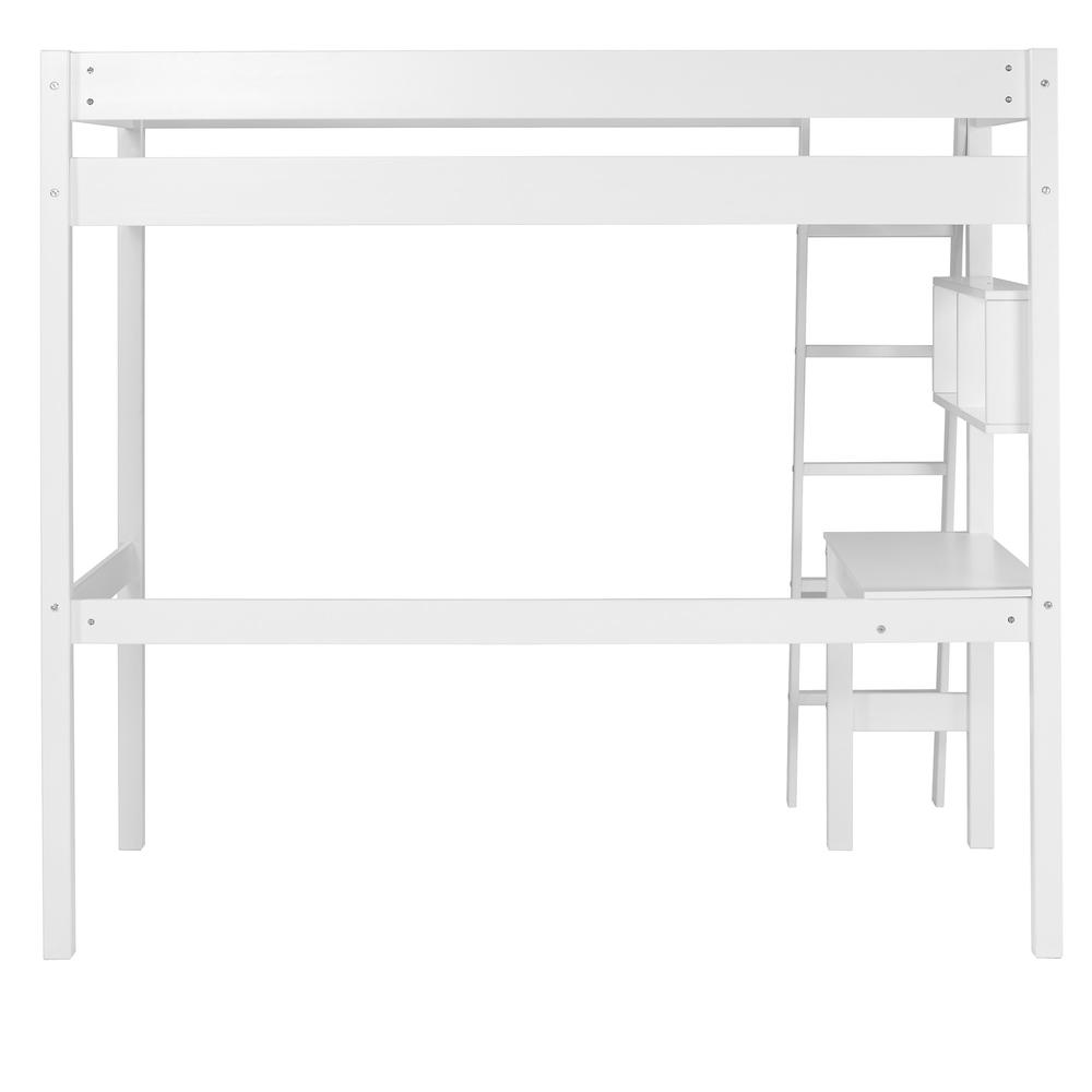 Swan Solid Wood Loft Bed with Desk - White. Picture 9
