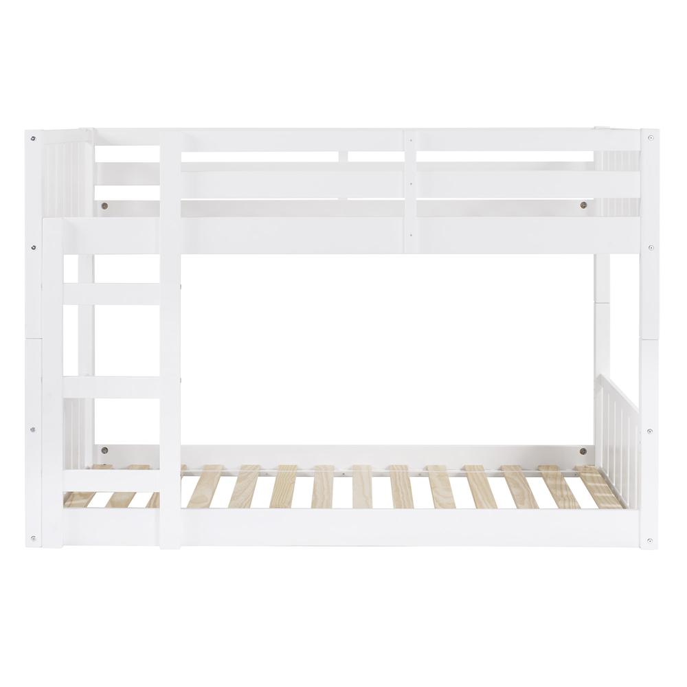 Traditional Twin over Twin Solid Wood Stackable Slat Bunk Bed. Picture 5