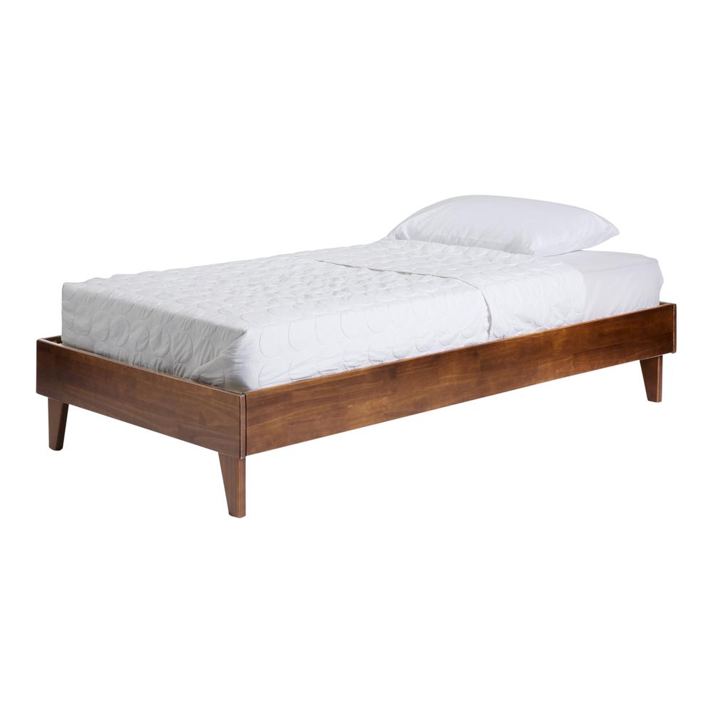 Solid Wood Twin Platform Bed - Walnut. Picture 1