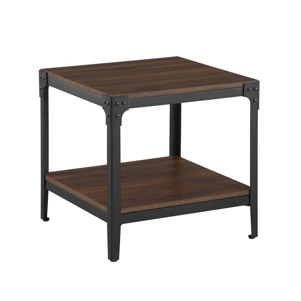 Rustic Wood End Side Table, Set of 2 - Dark Walnut. Picture 1