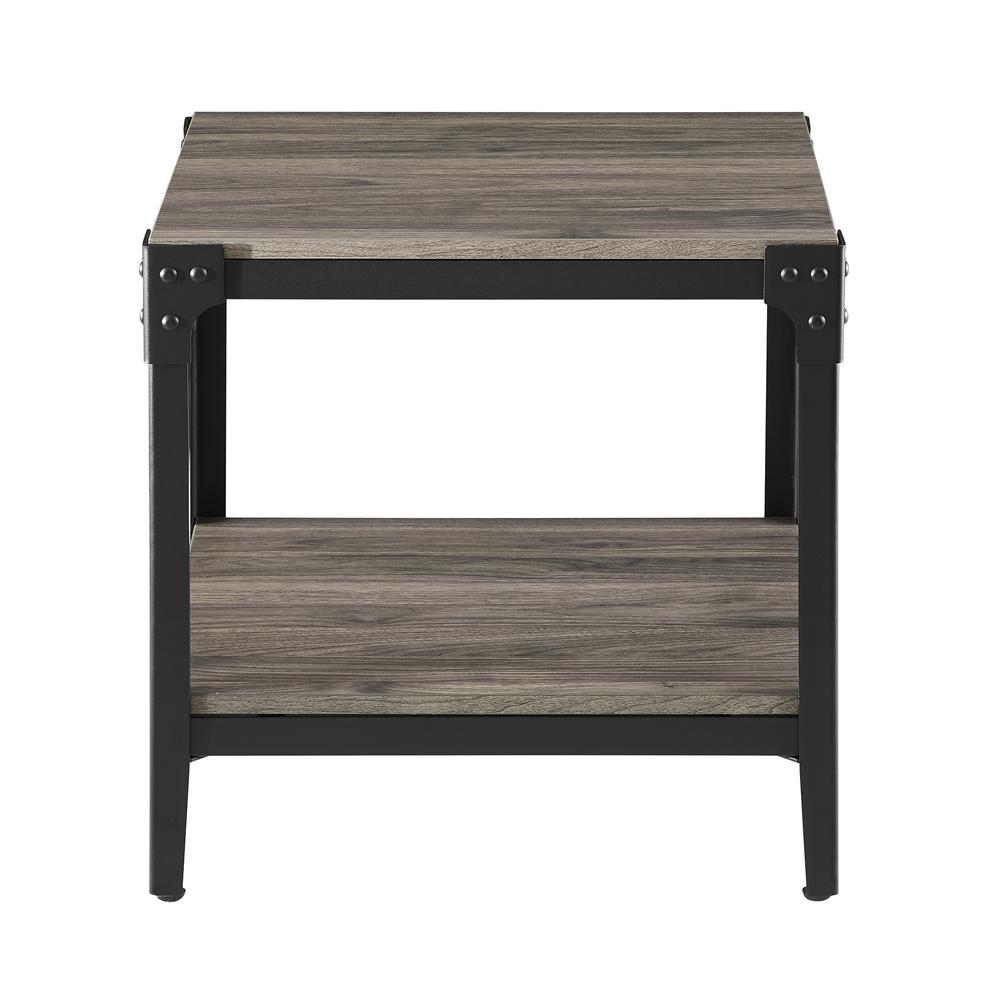 Rustic Wood End Side Table, Set of 2 - Slate Grey. Picture 1