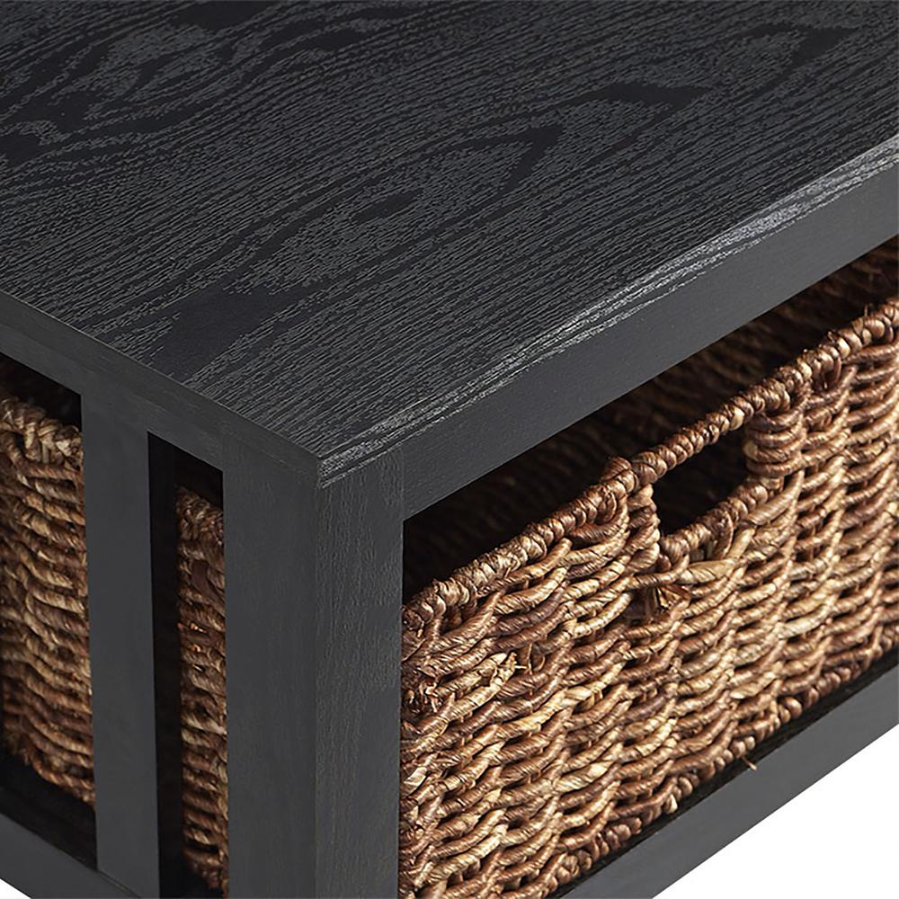 40" Wood Storage Coffee Table with Totes - Black. Picture 3