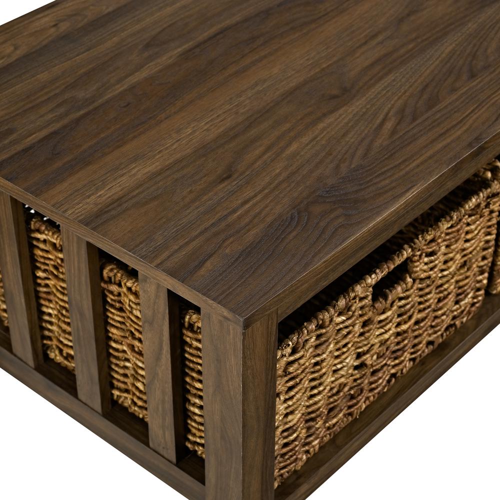 40" Wood Storage Coffee Table with Totes - Dark Walnut. Picture 3