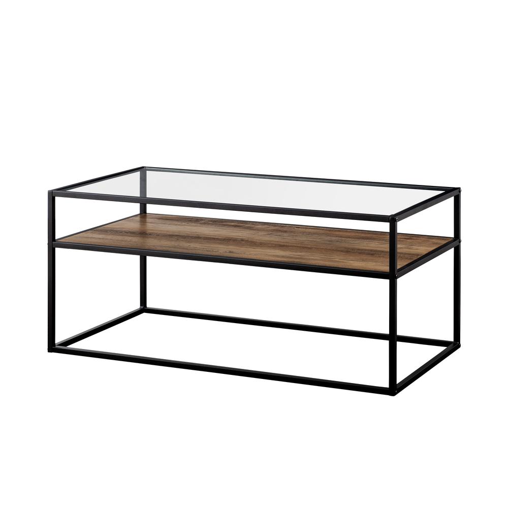 40" Reversible Shelf Coffee Table - Rustic Oak/Stone Gray. Picture 3