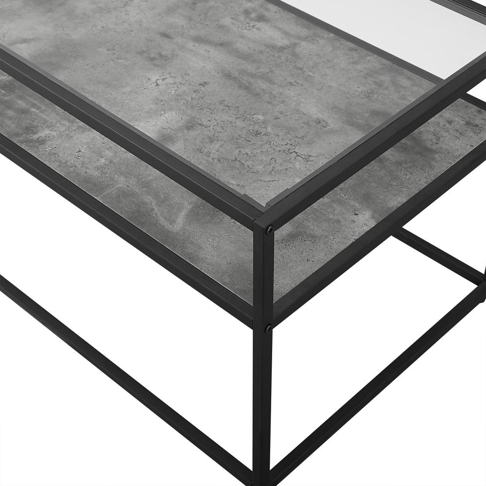 40" Reversible Shelf Coffee Table - White Faux Marble/Dark Concrete. Picture 3