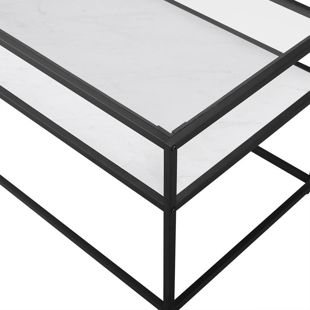 40" Reversible Shelf Coffee Table - White Faux Marble/Dark Concrete. Picture 4