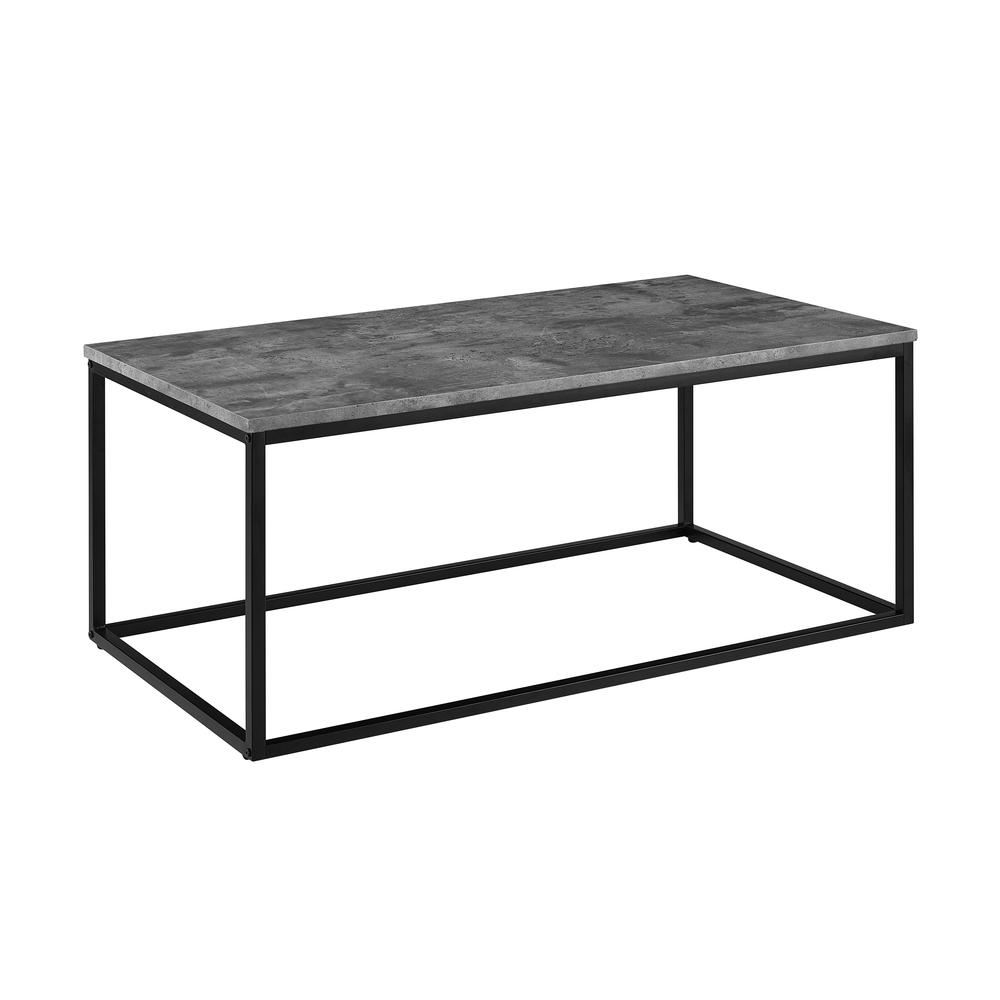 42" Mixed Material Coffee Table - Dark Concrete. Picture 1