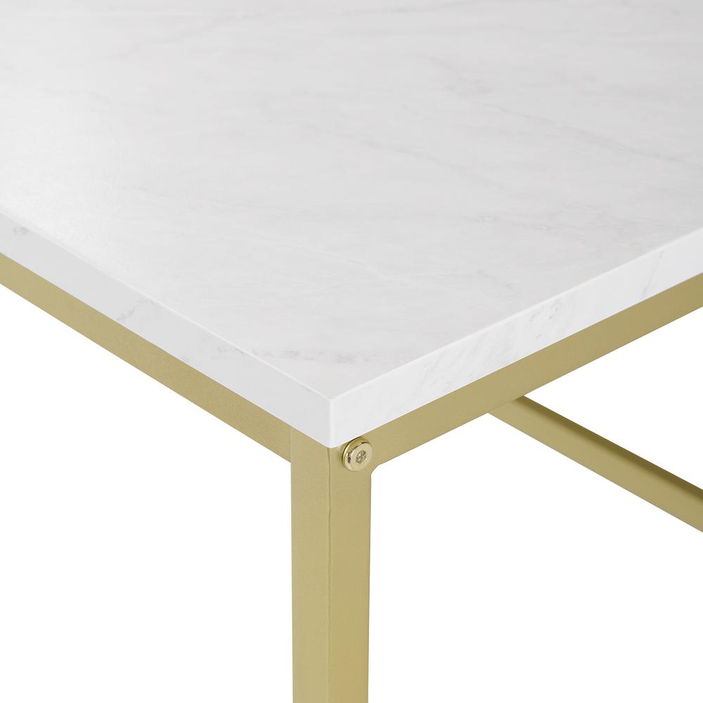 Bonnlo Faux Marble Gold Coffee Table, 41.7 Marble Coffee Table White and Gold Coffee Table Marble Top Coffee Table White Marble Coffee Table with Sto