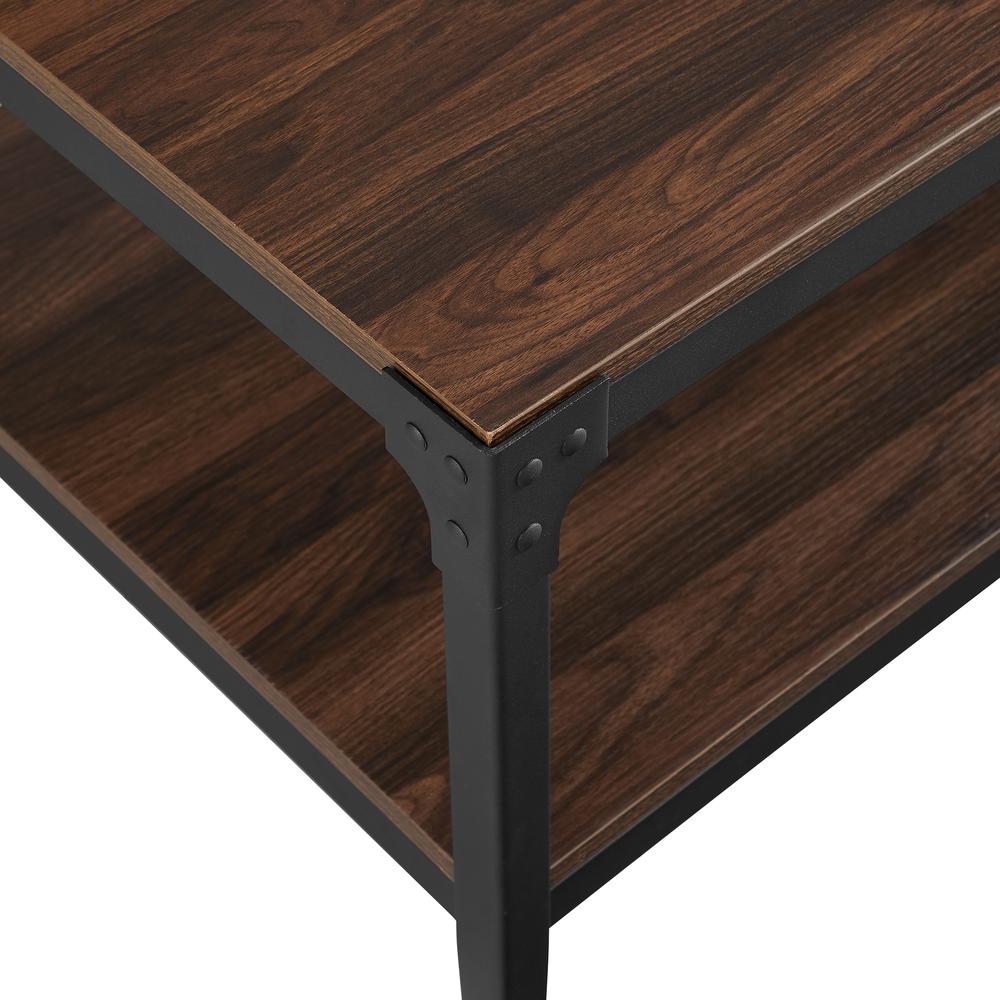 46" Urban Industrial Angle Iron Wood Coffee Table - Dark Walnut. Picture 4