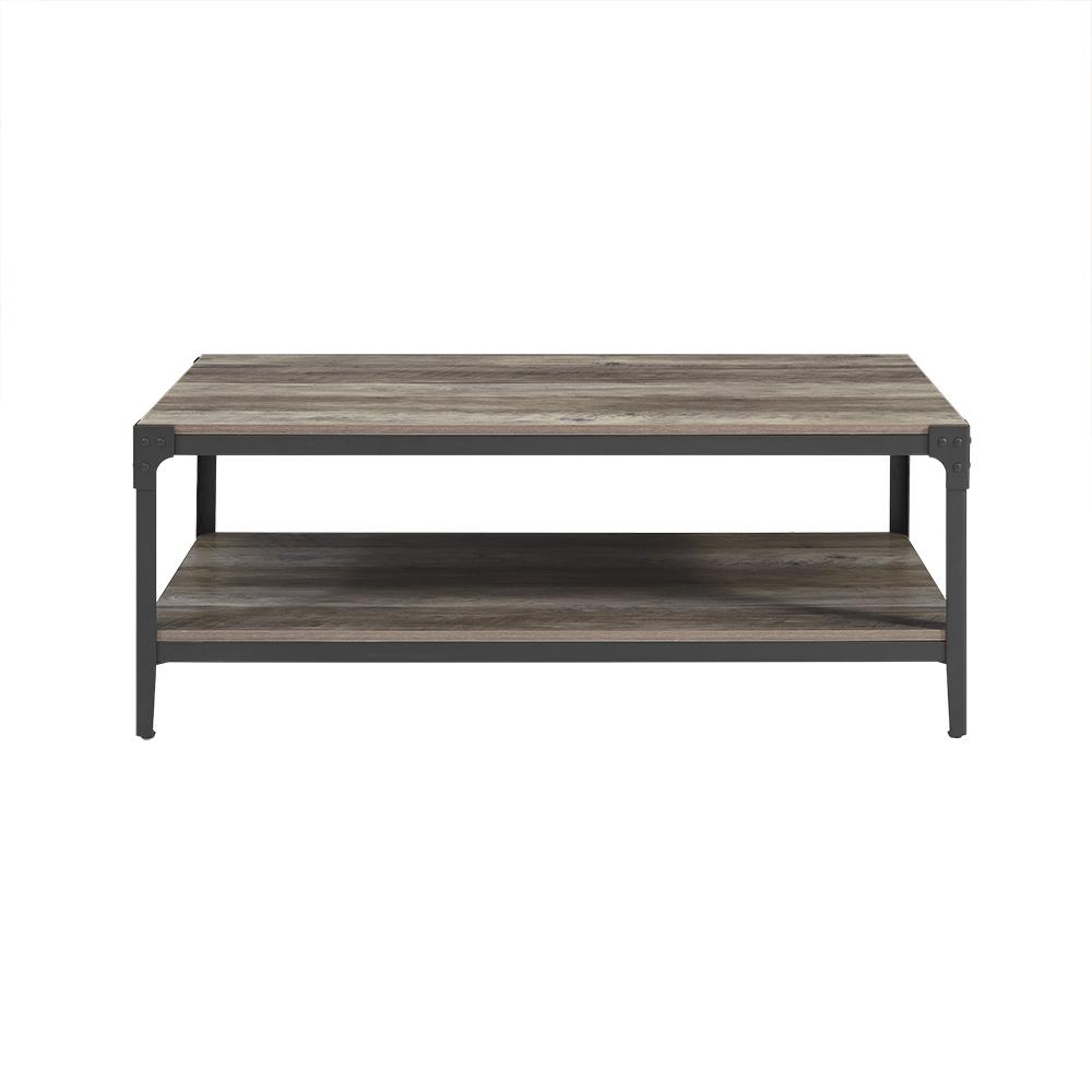 Rustic Wood Coffee Table - Grey Wash. Picture 1