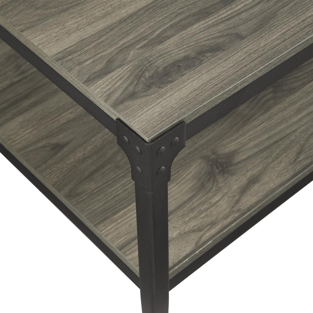 46" Urban Industrial Angle Iron Wood Coffee Table - Slate Grey. Picture 3