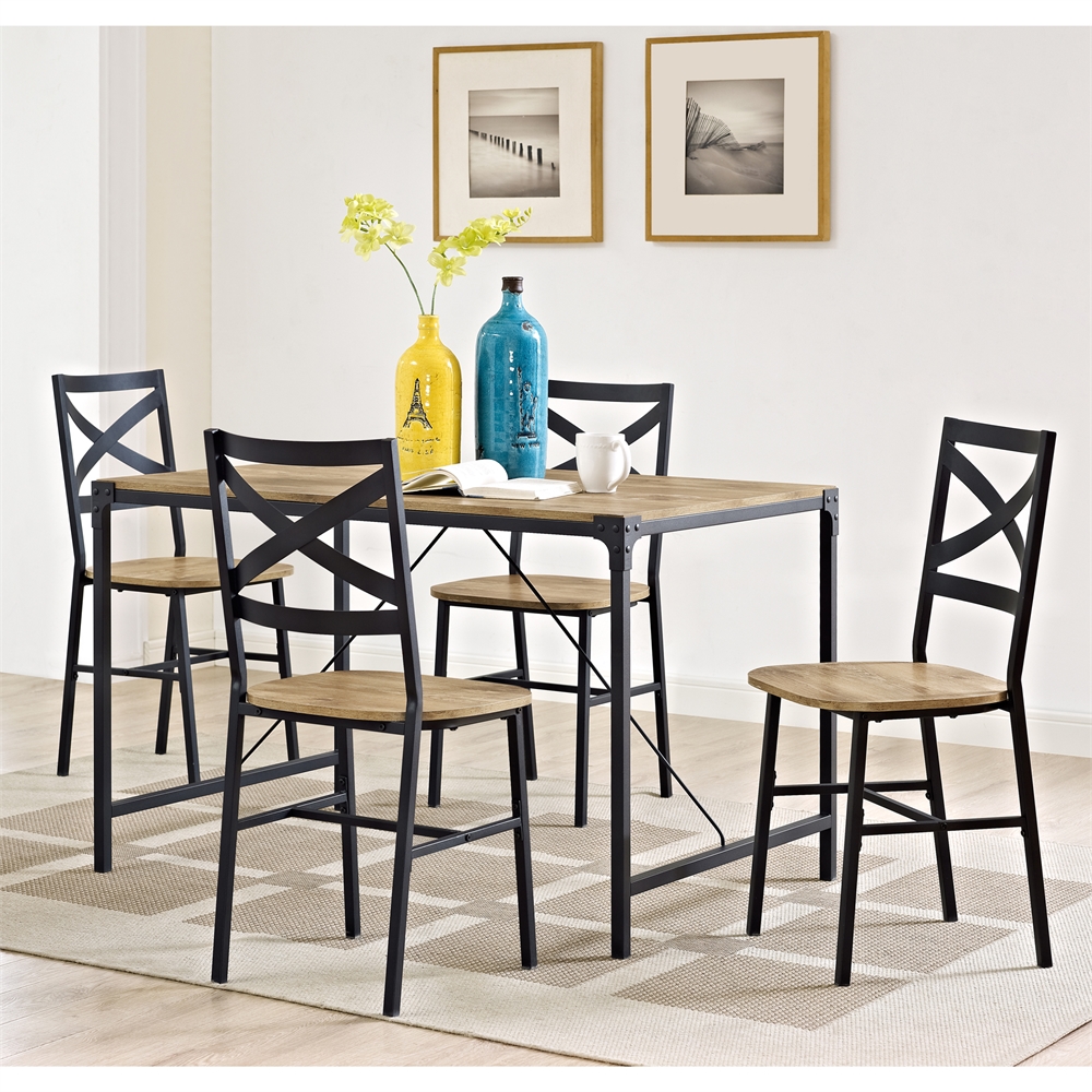 5-Piece Wood Dining Set - Barnwood. Picture 2