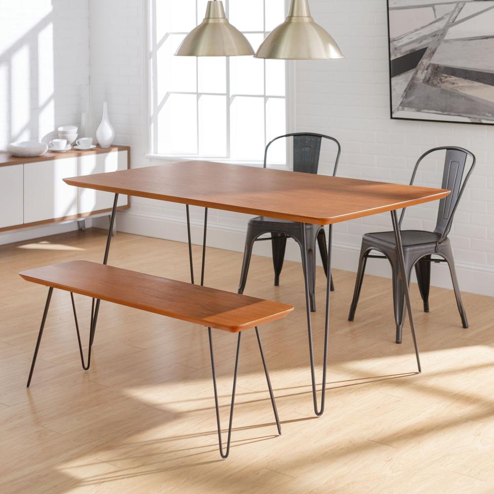 Square Hairpin 4 Piece Dining Set with Café Chairs - Walnut/Black. Picture 2