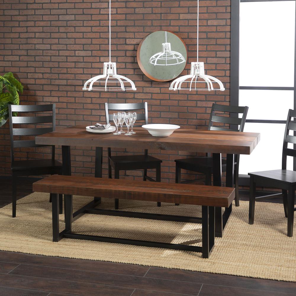 6-Piece Rustic Farmhouse Industrial Dining Set - Mahogany / Black. Picture 2