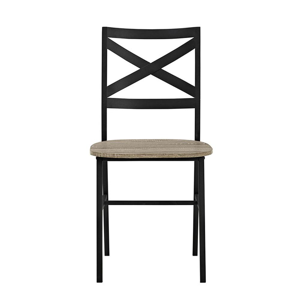 Metal X-Back Wood Dining Chair, Set of 2, Driftwood. Picture 3