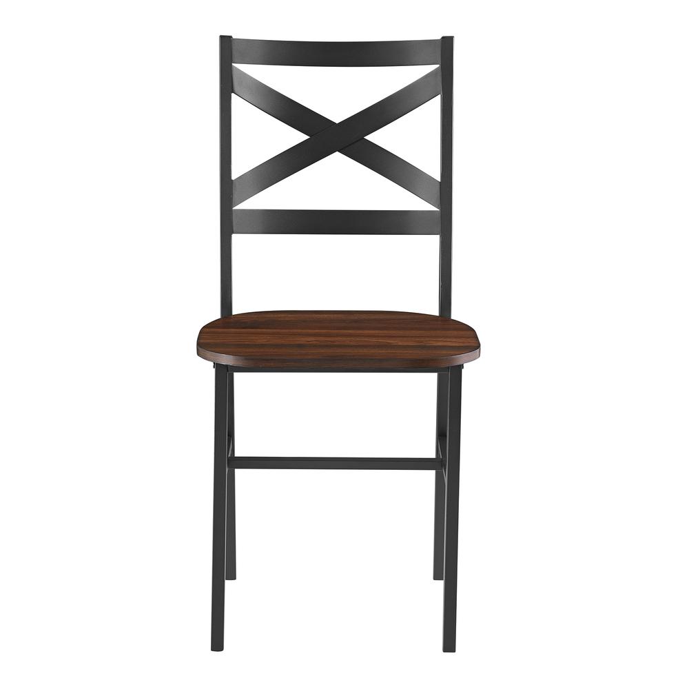 Industrial Wood Dining Chair, Set of 2 - Dark Walnut. Picture 2