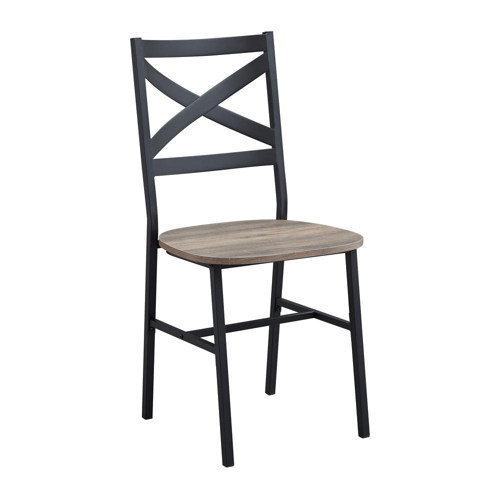 Industrial Wood Dining Chair, Set of 2 - Grey Wash. Picture 3