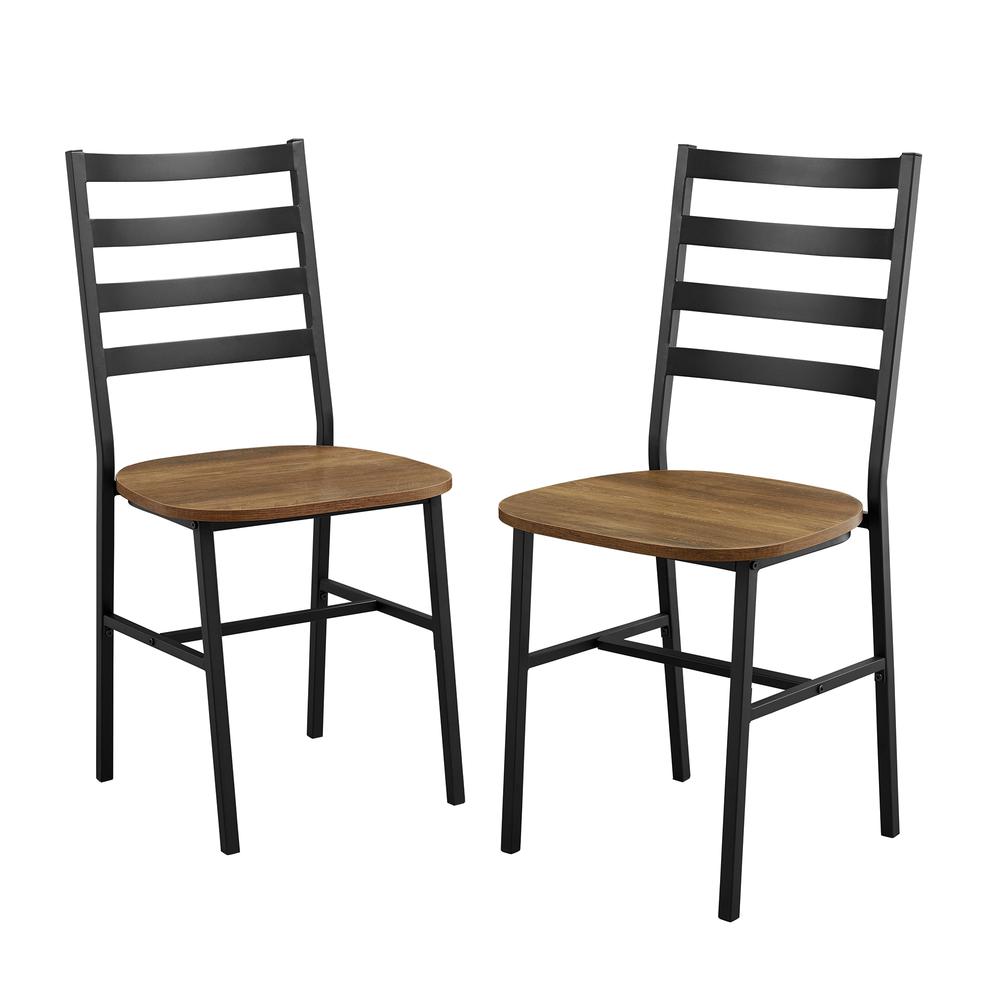 Slat Back Metal and Wood Dining Chair, 2-Pack - Reclaimed Barnwood. Picture 6