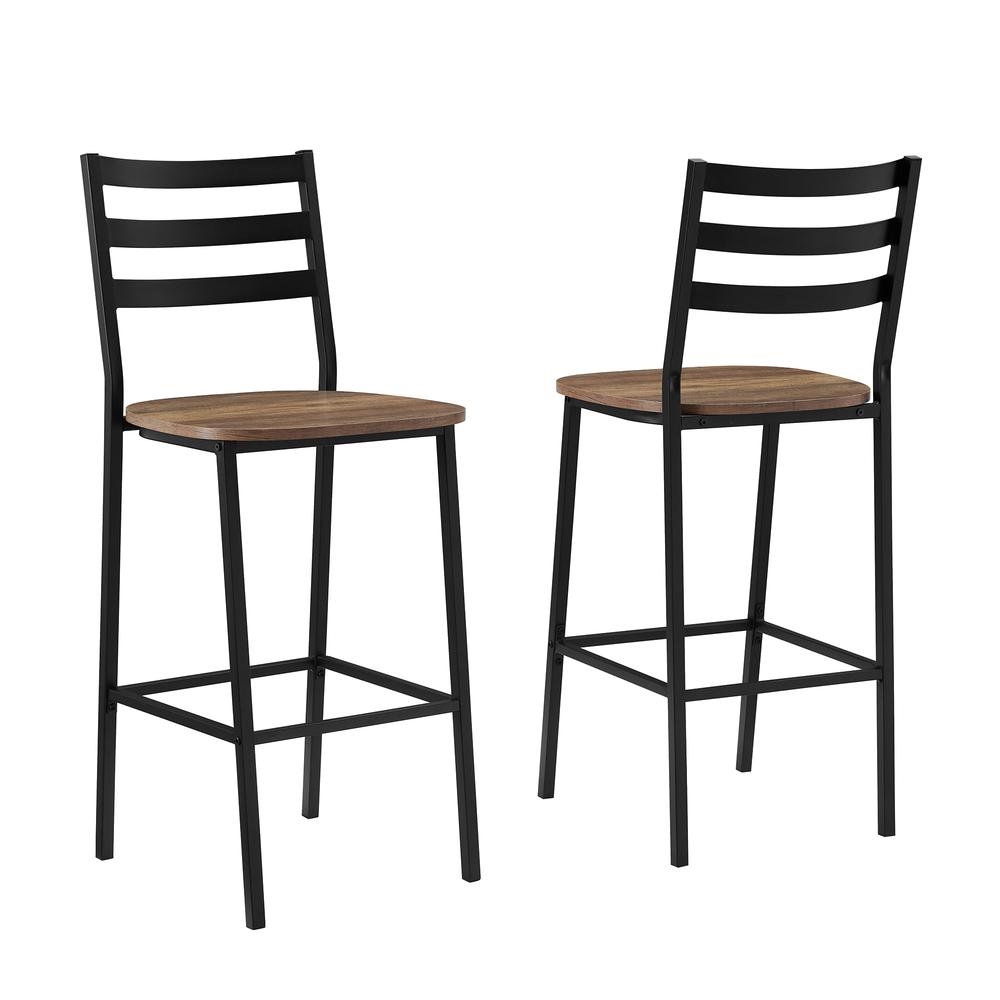 Industrial Slat Back Counter Stools, 2-pack - Reclaimed Barnwood. Picture 8