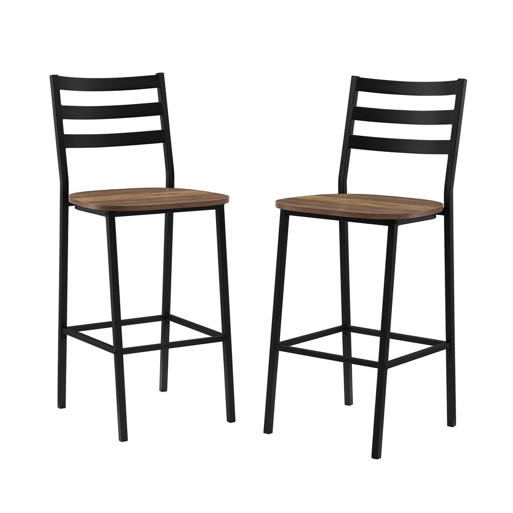 Industrial Slat Back Counter Stools, 2-pack - Reclaimed Barnwood. Picture 9