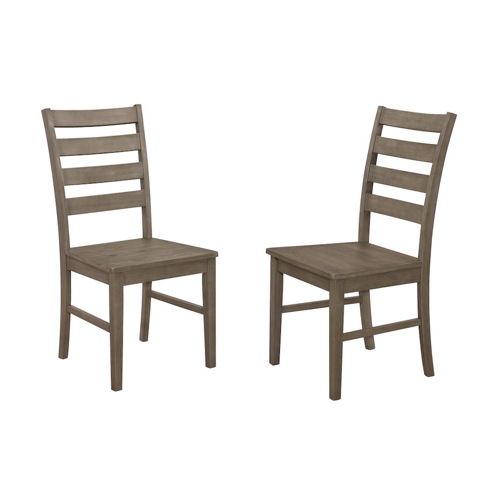 Wood Ladder Back Dining Chair, Set of 2 - Aged Grey. Picture 1