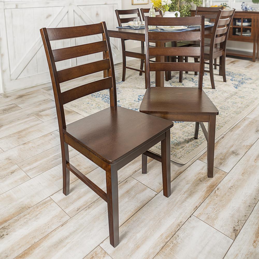 Wood Ladder Back Dining Chair Set Of Walnut