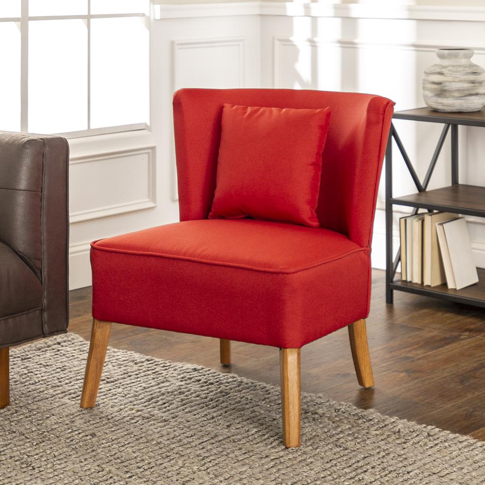 Modern Accent Chair with Curved Back - Red. Picture 2