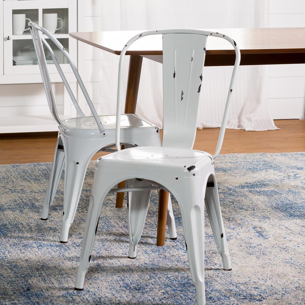 Metal Café Chair - Antique White. Picture 3